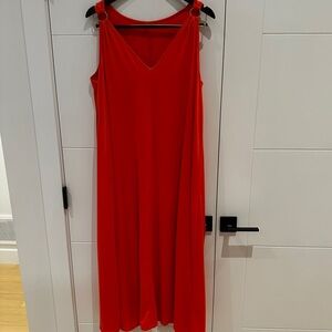 Elegant Red Sleeveless Dress with Gold Embellishments  US XL